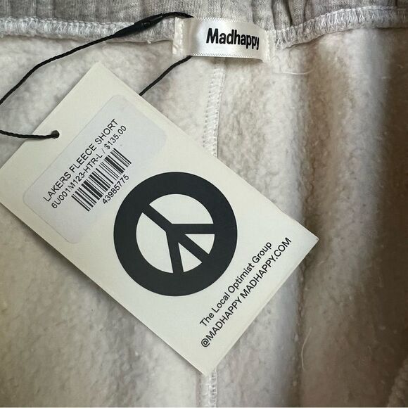 Madhappy Rare Lakers Fleece Unisex Sweat Shorts in Gray Large NEW - Picture 4 of 6